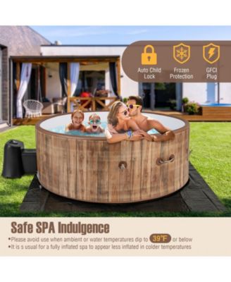 72 Inches Inflatable Hot Tub SPA with 120 Air Jets Electric Heater Pump for 4-6 Person-Coffee