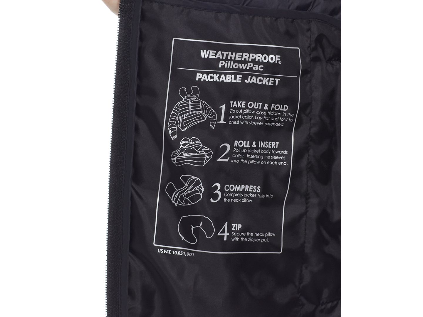 Мужская куртка Weatherproof Packable Neck Pillow Zip-Front Quilted, цвет: Чёрный — фото 7