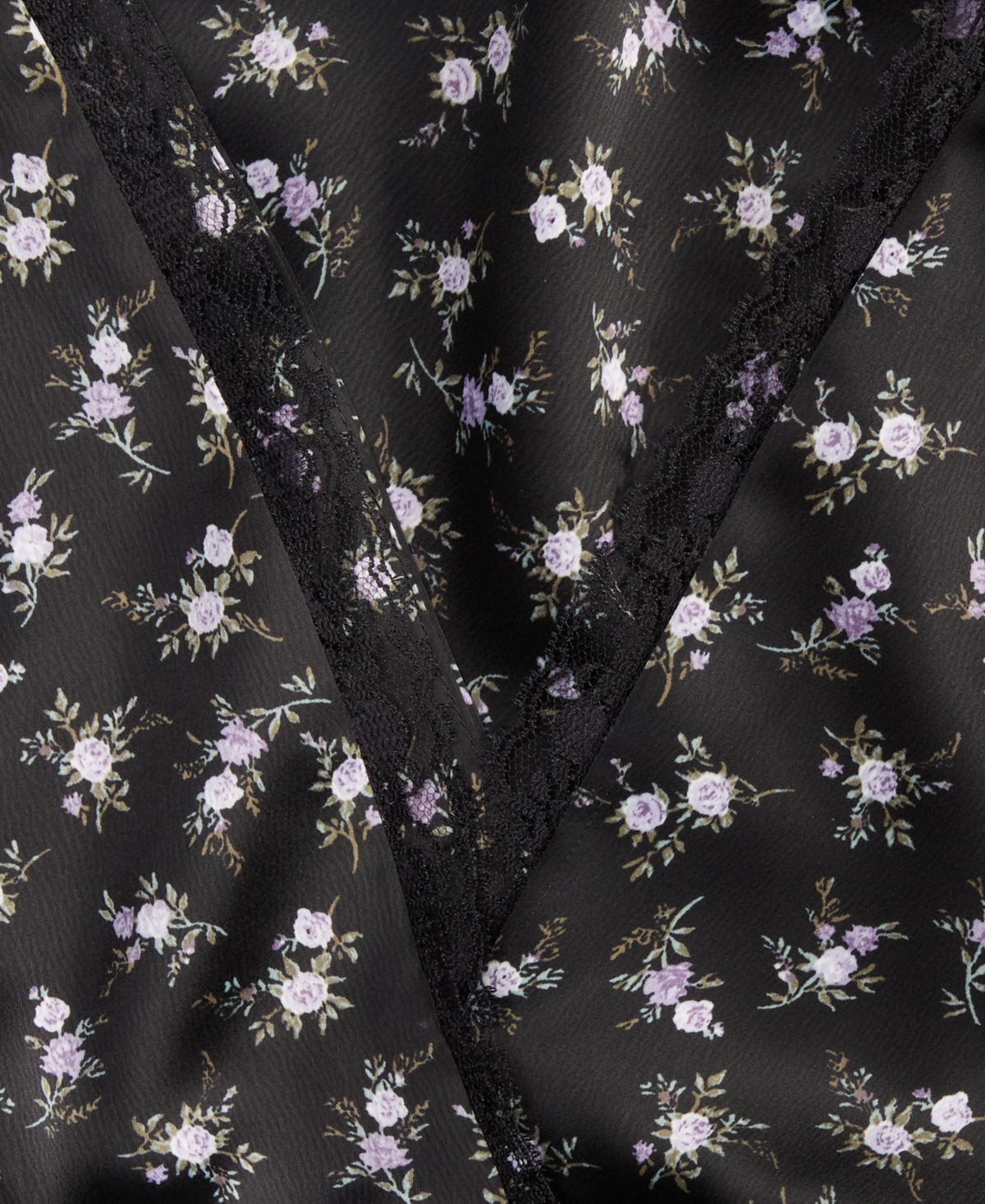 And Now This Women's Printed Satin V-Neck Midi Dress, Created for Macy's - Black  Lilac Floral