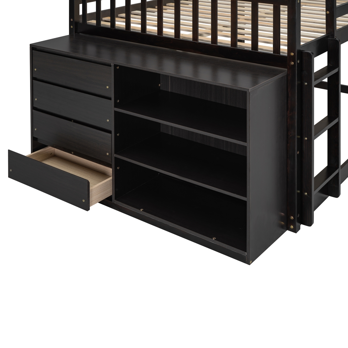 Streamdale Full over Bunk Bed with 4 Drawers and 3 Shelves-Gray
