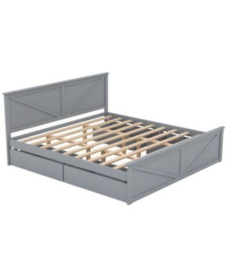 Streamdale Gray King Platform Bed with 4 Drawers