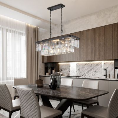 Crystal Chandelier with Adjustable Modern Industrial Design