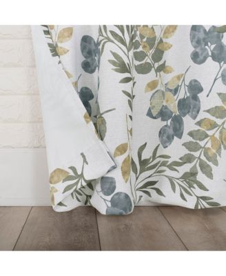 Remi Floral Leaf Print Blackout Grommet Curtain Panel