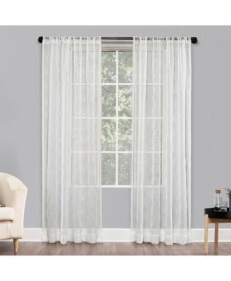Tamaryn Embroidered Trellis Sheer Rod Pocket Curtain Panel