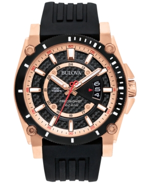 Bulova Men's Precisionist Black Silicone Strap Watch 47mm 98B152