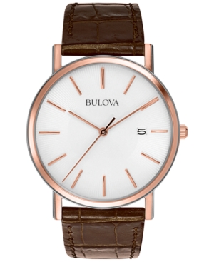 UPC 042429422469 product image for Bulova Men's Brown Leather Strap Watch 37mm 98H51 | upcitemdb.com