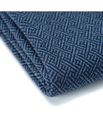 Mini Maze Acrylic Throw Blanket with Tassels Soft, Lightweight & Cozy Woven Design for Bed, Sofa, or Couch in Royal Blue (50x65").