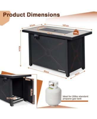 42 Inch 60000 BTU Propane Fire Pit Table with Ceramic Tabletop