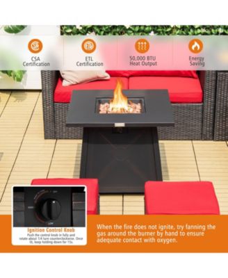 30 Inch Square Propane Gas Fire Table with Waterproof Cover
