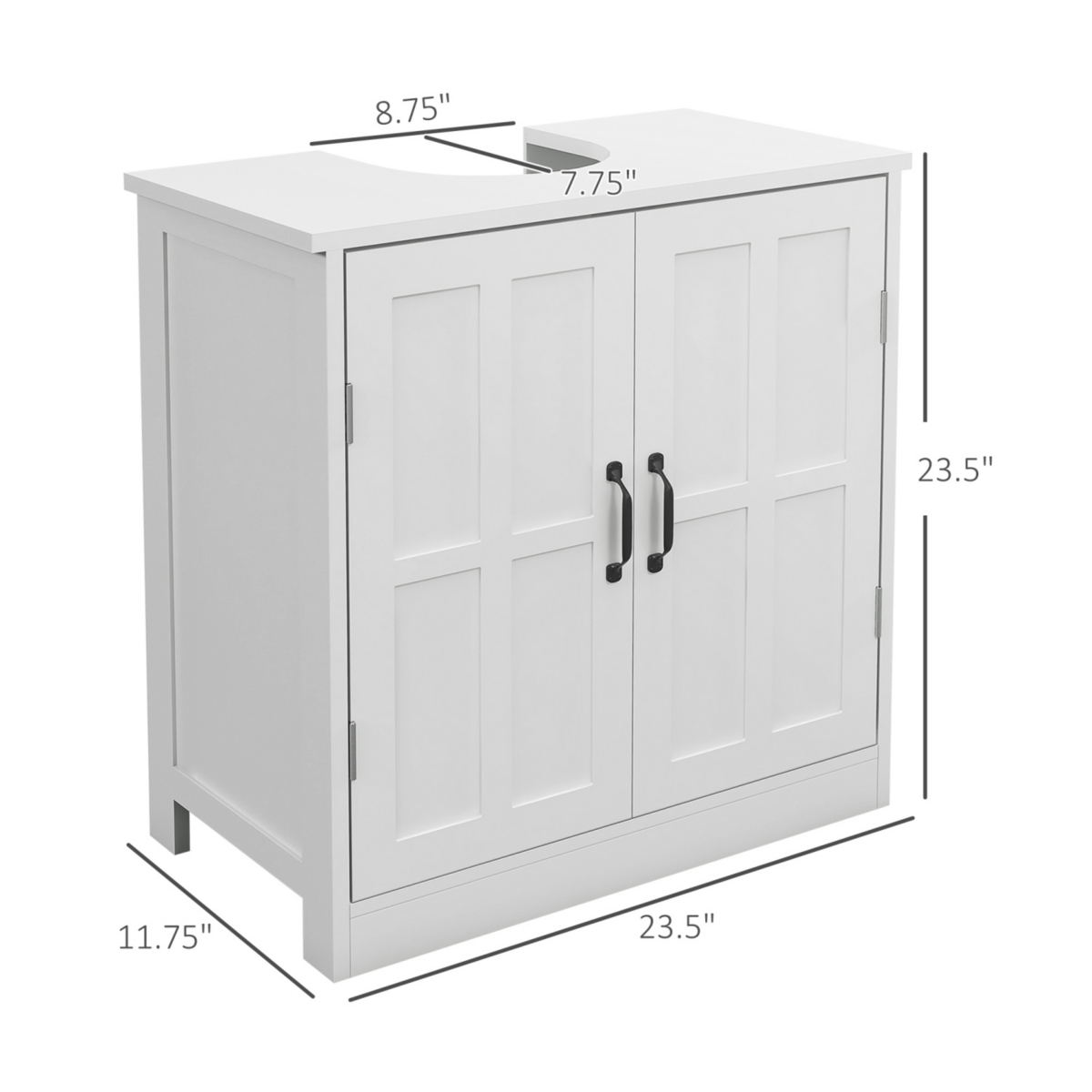 Streamdale Furniture Bathroom Sink Cabinet, Pedestal Sink Cabinet with Adjustable Shelf,- White