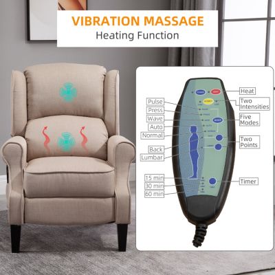 Massage Recliner Sofa with Heat Function, Remote Control, Beige