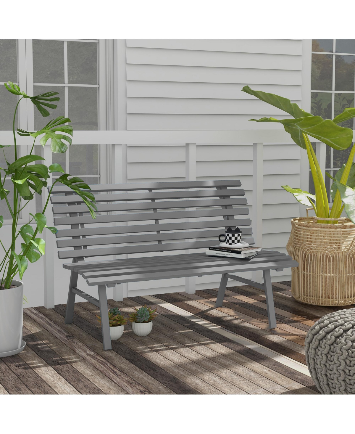 Streamdale Furniture Aluminum Slatted Park Bench: 48.5