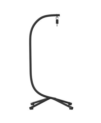 Inger Heavy Duty All-Weather Hanging Hammock Chair C-Stand With Steel Offset Base And Hardware, 360 Degree Rotation