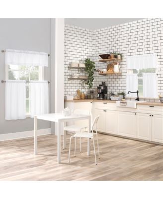 Martine Microfiber Semi-Sheer Rod Pocket Kitchen Curtain Valance and Tiers Set