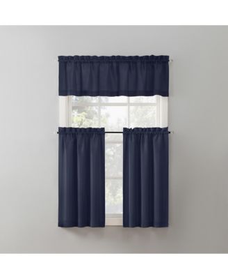 Martine Microfiber Semi-Sheer Rod Pocket Kitchen Curtain Valance and Tiers Set