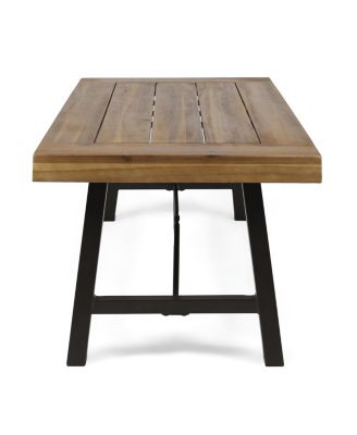 Streamdale Acacia Wood Coffee Table, Teak and Metal, 45.75"W x 27.25"D