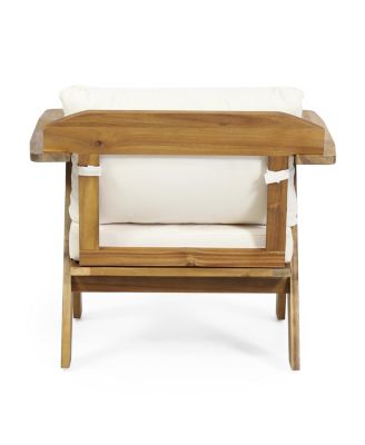 Streamdale Teak Finish Acacia Club Chairs with Cushions (Set of 2)