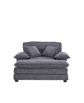  56.3" Corduroy Sofa with Toss Pillows and Ottoman