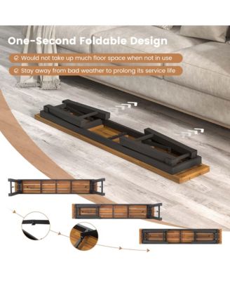 Folding Picnic Table & Bench Set Dining Table with Metal Frame for 4 or 6 Persons