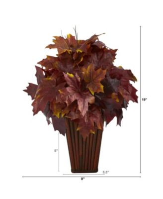 19" Autumn Maple Leaf Artificial Plant in Decorative Planter
