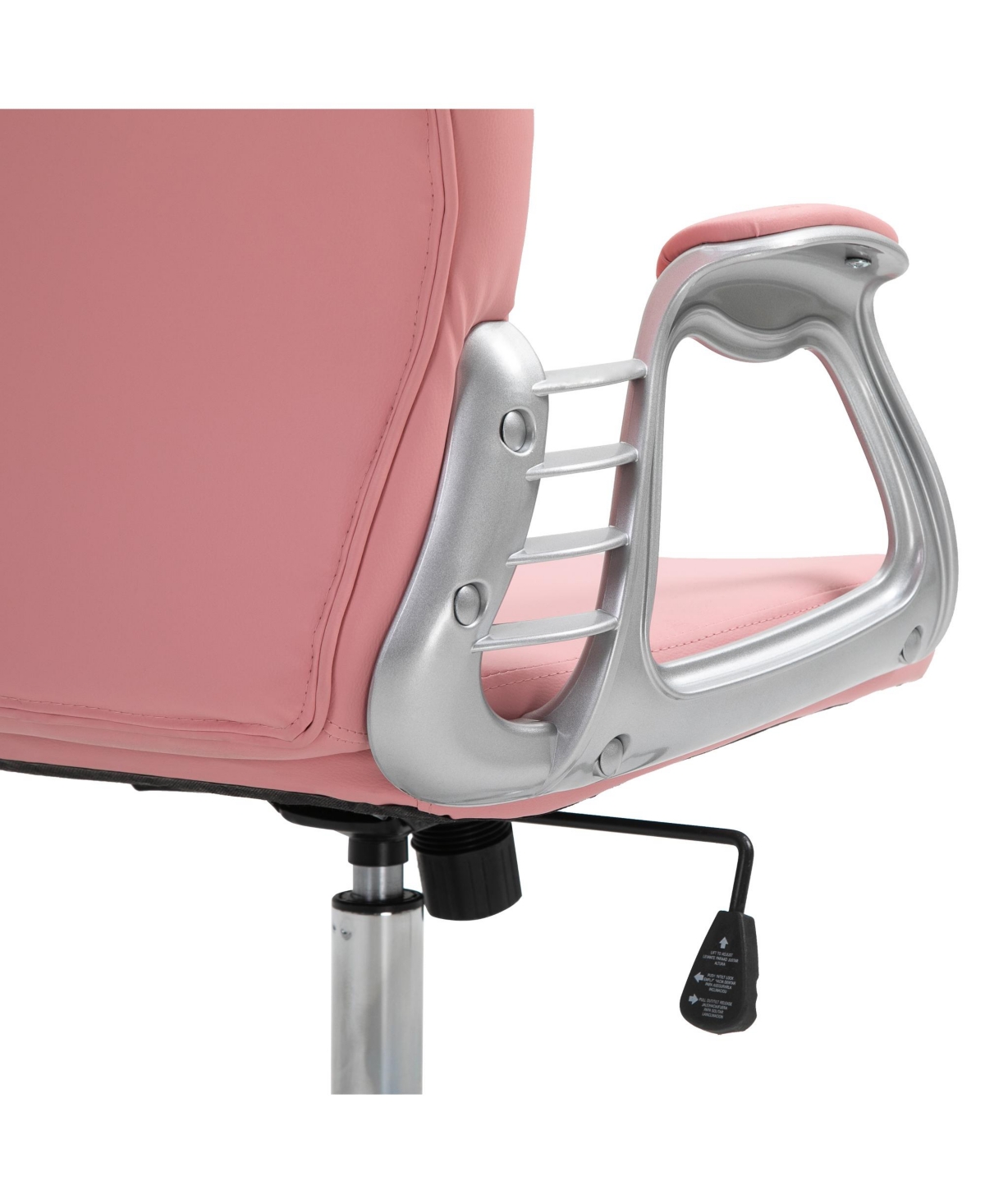 Streamdale FurniturePu Leather Desk Chair with Padded Arms, Adjustable Height & Wheels - Pink