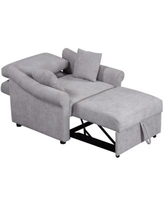 1 PC Chenille  3-in-1 Lounger Convertible Sleeper Chair