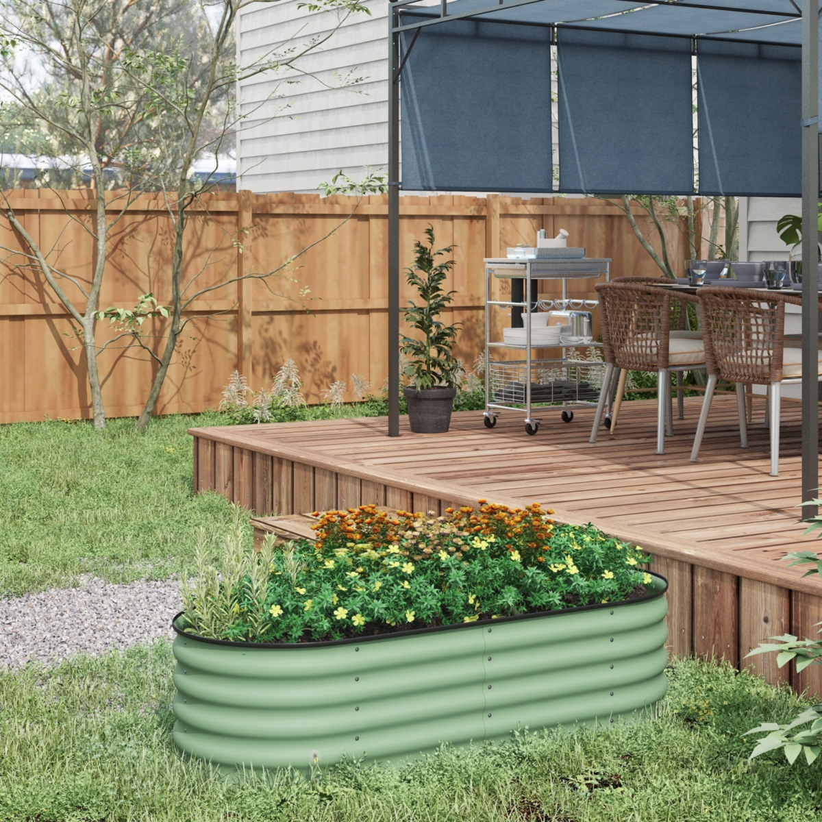 Streamdale Furniture Galvanized Raised Garden Bed Kit (4.9' x 2' x 1.4')