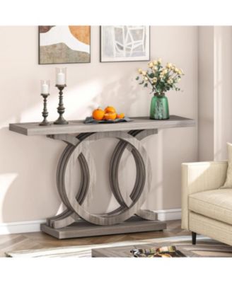 55-Inch Wooden Console Table with Unique Base – Farmhouse Entryway Table