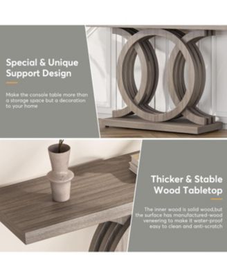 55-Inch Wooden Console Table with Unique Base – Farmhouse Entryway Table