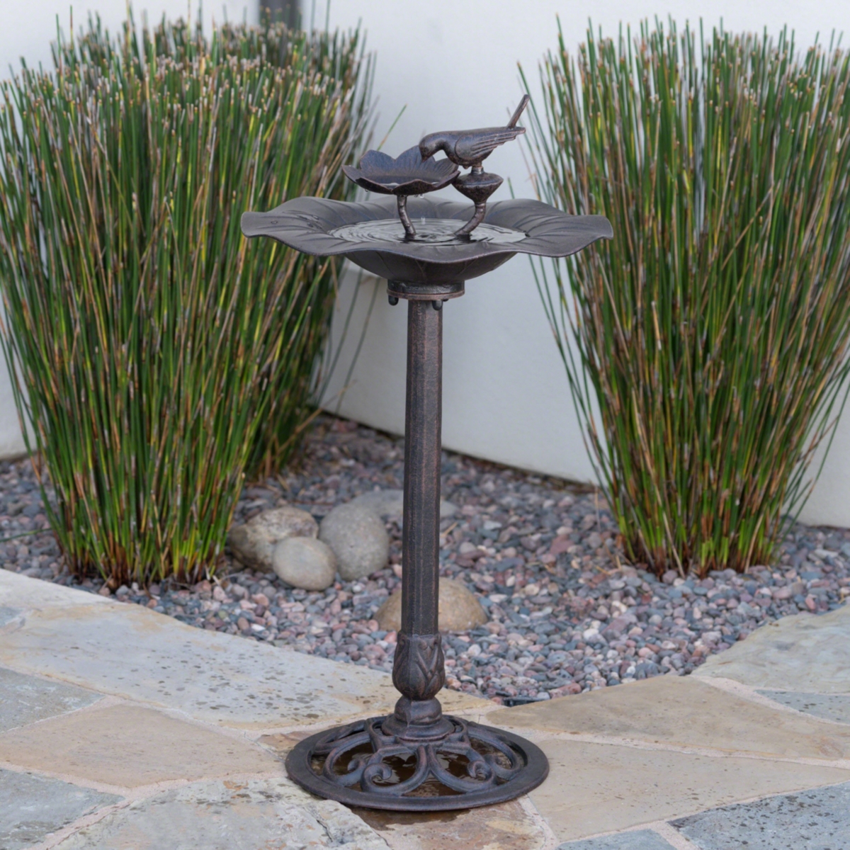 Simplie Fun Lancaster Bronze Aluminum & Iron Bird Bath - Bronze