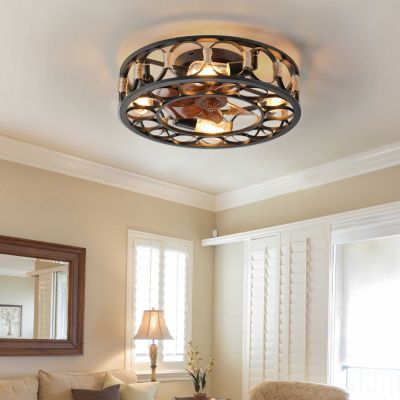 Caged Ceiling Fan with Lights and Remote