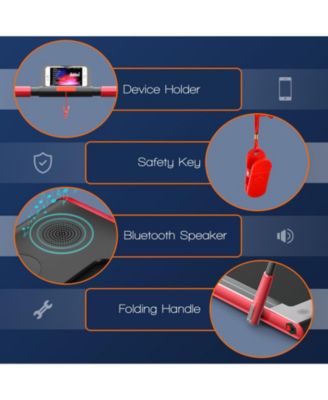 2-in-1 Folding Treadmill with Remote Control and LED Display-Red