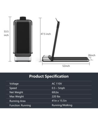 Ultra-thin Electric Folding Motorized Treadmill with LCD Monitor Low Noise