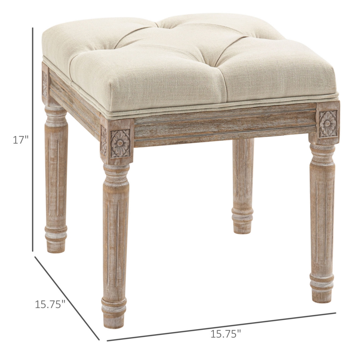 Streamdale Furniture Vintage Tufted Ottoman with Rustic Legs