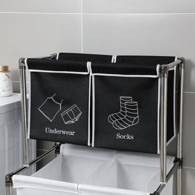 2-Tier Laundry Basket with 4 Removable Bags, Easy Move