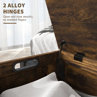 39.4" Storage Chest w/ 2 Safety Hinges, Wooden Box, Rustic Brown