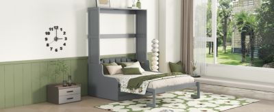 Streamdale Queen Size Murphy Bed Wall Bed with Cushion,Gray