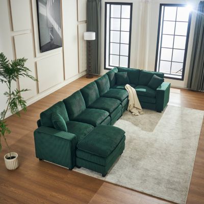 U-Shaped Sectional Sofa (6-Seat) with Ottoman