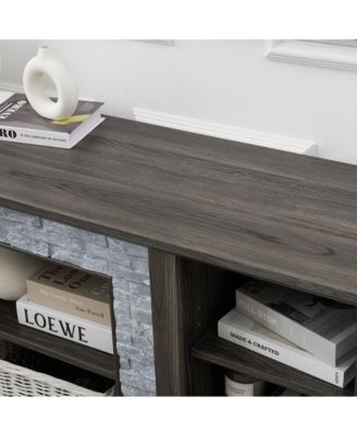 Mantel Stone TV Media Stand with Faux Stone Surround