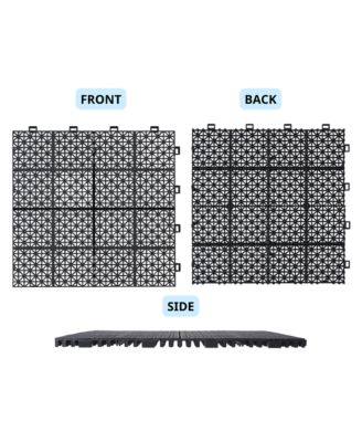 Black Interlocking Deck Tiles Waterproof, Strong, All-Weather