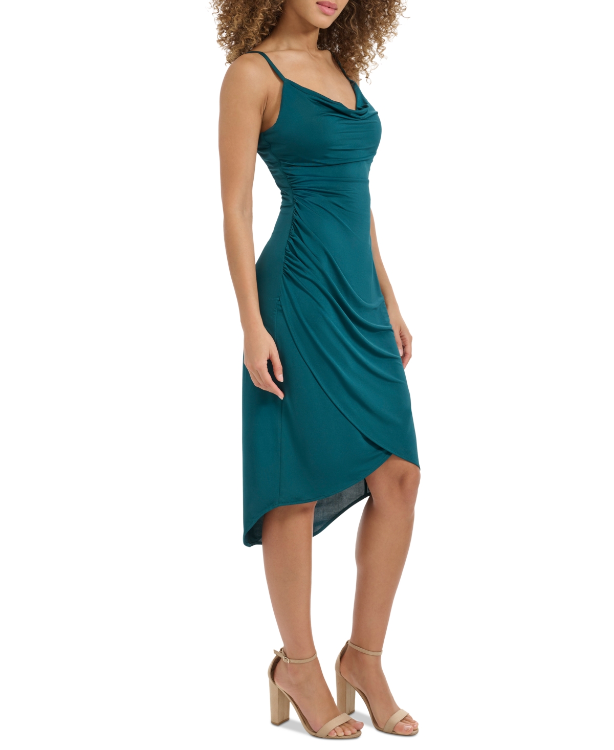 Siena Women's Sleeveless Cowlneck Bodycon Ruched Dress In Blue