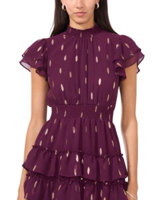 MSK Petite Smocked Tiered-Ruffle Fit & Flare Dress - Macy's
