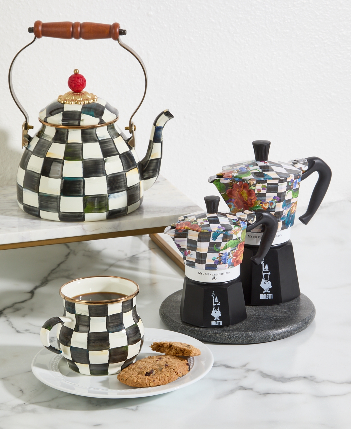 Mackenzie-childs Courtly Flower Market 3 Cup Moka Pot In No Color