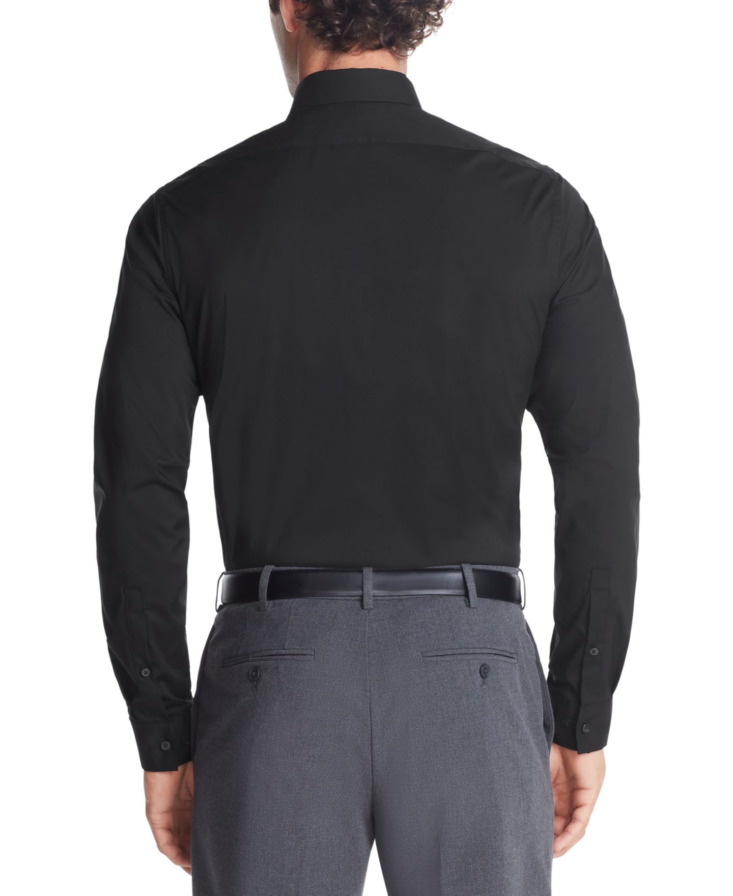 Мужская рубашка Calvin Klein Slim-Fit Stretch Dress Shirt, цвет: Чёрный — фото 2