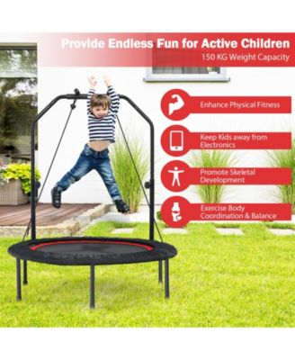 40 Inch Foldable Fitness Rebounder with Resistance Bands Adjustable Home