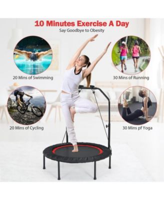 40 Inch Foldable Fitness Rebounder with Resistance Bands Adjustable Home