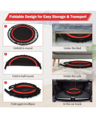 40 Inch Foldable Fitness Rebounder with Resistance Bands Adjustable Home