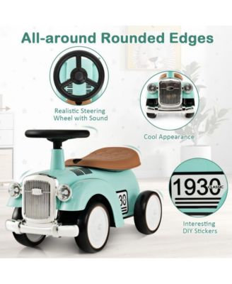 Kids Sit to Stand Vehicle with Working Steering Wheel and Under Seat Storage-White