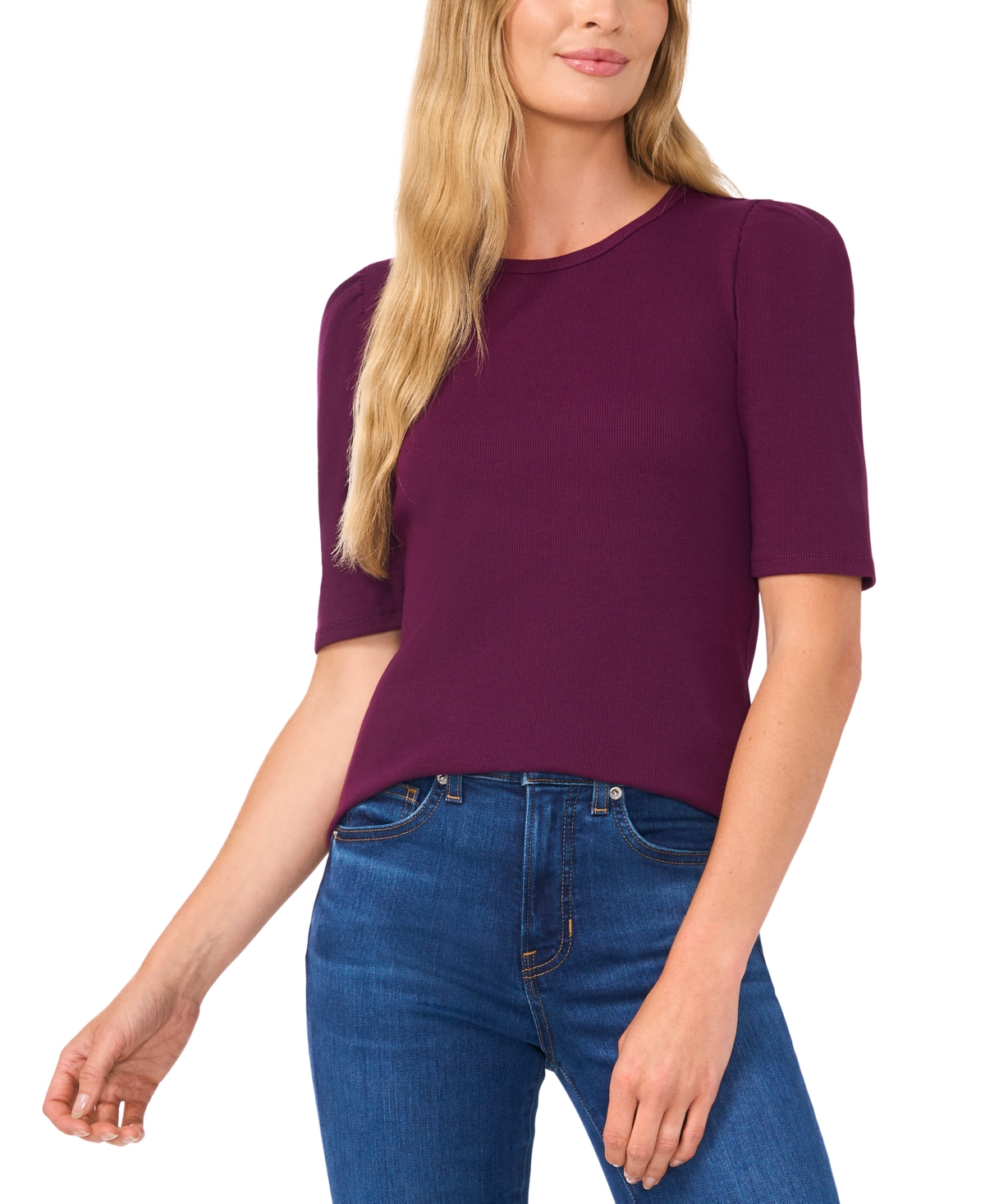 CeCe Women's Puff-Sleeve Fitted Top