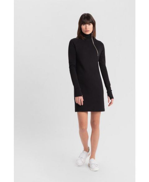 Женское платье Marcella Alani Long-Sleeve Turtleneck Zip Sweatshirt, цвет: Чёрный